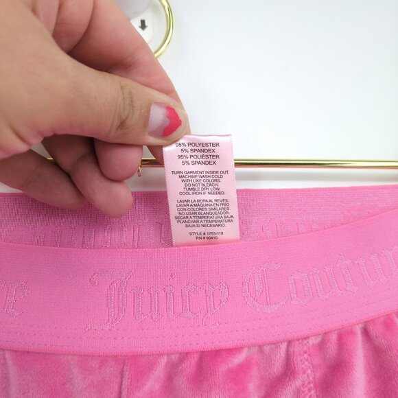 Juicy‎ Couture Pink Velour Sleep Pants M Logo Waist Y2K Lounge Cozy Soft Barbie - Picture 6 of 6